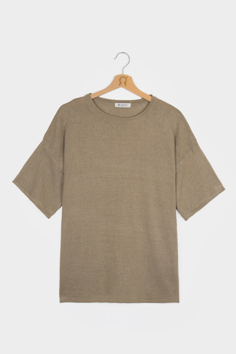 Beige Sabbia | T-shirt Lino Riciclato Donna Febe