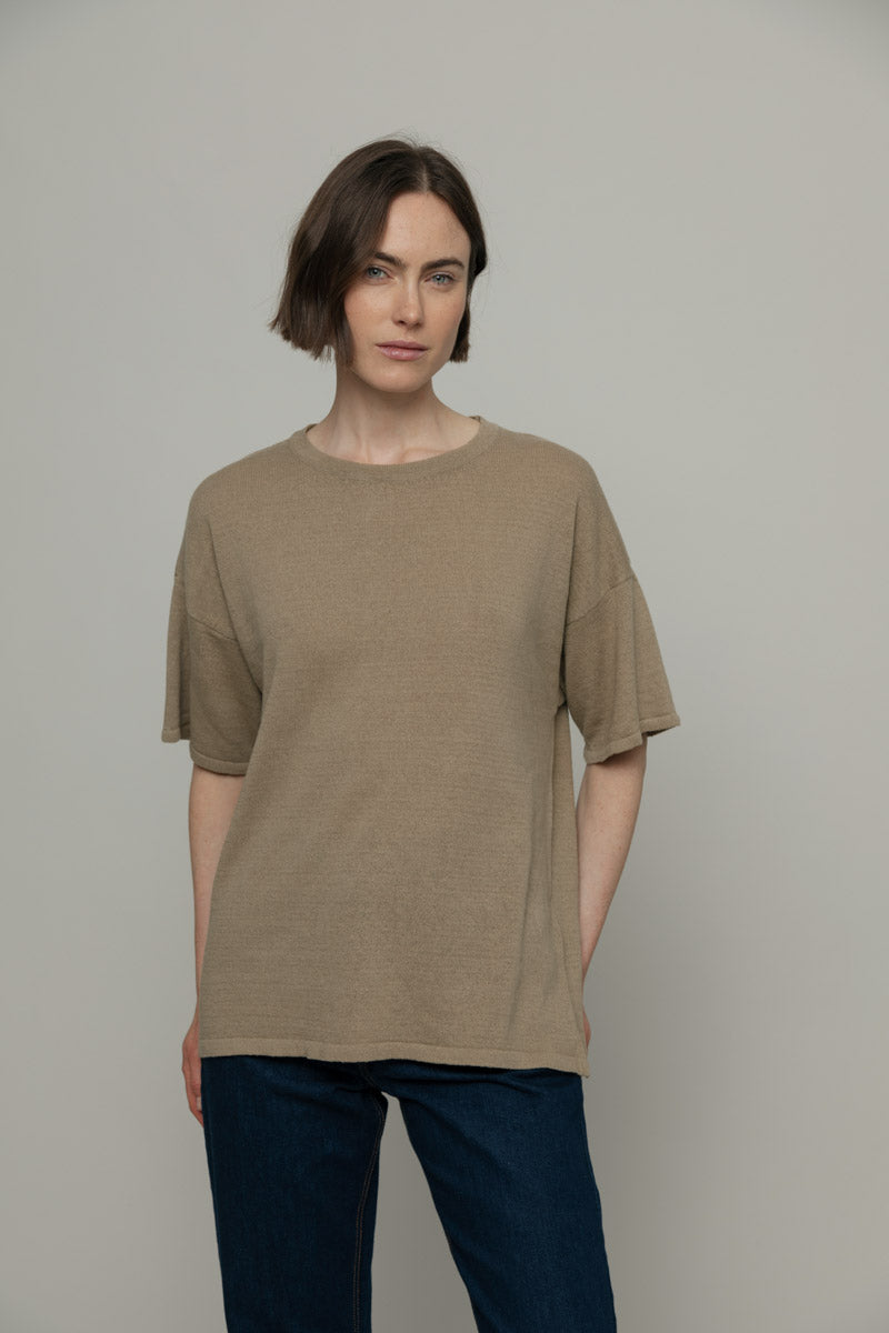 Beige Sabbia | T-shirt Lino Riciclato Donna Febe