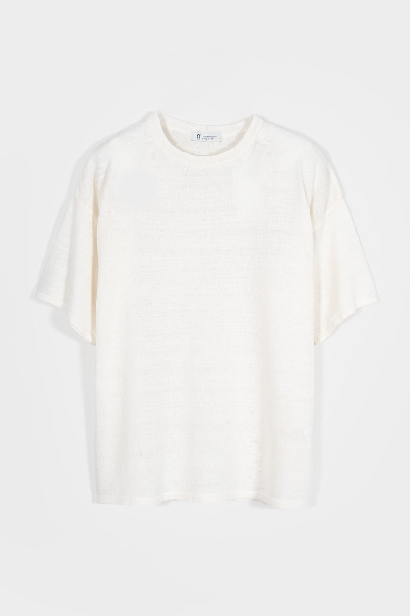 T-Shirt Lino Riciclato Donna Febe Bianco Burro  - Rifò Lab Moda circolare made in Italy