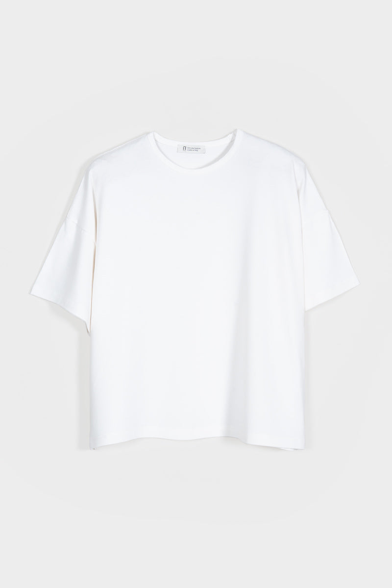T Shirt Oversize Donna Bianca Viscosa Sienna - Rifò Lab Moda circolare made in Italy