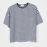 Maglietta a Righe T shirt Oversize Donna Viscosa Sienna - Rifò Lab Moda circolare made in Italy