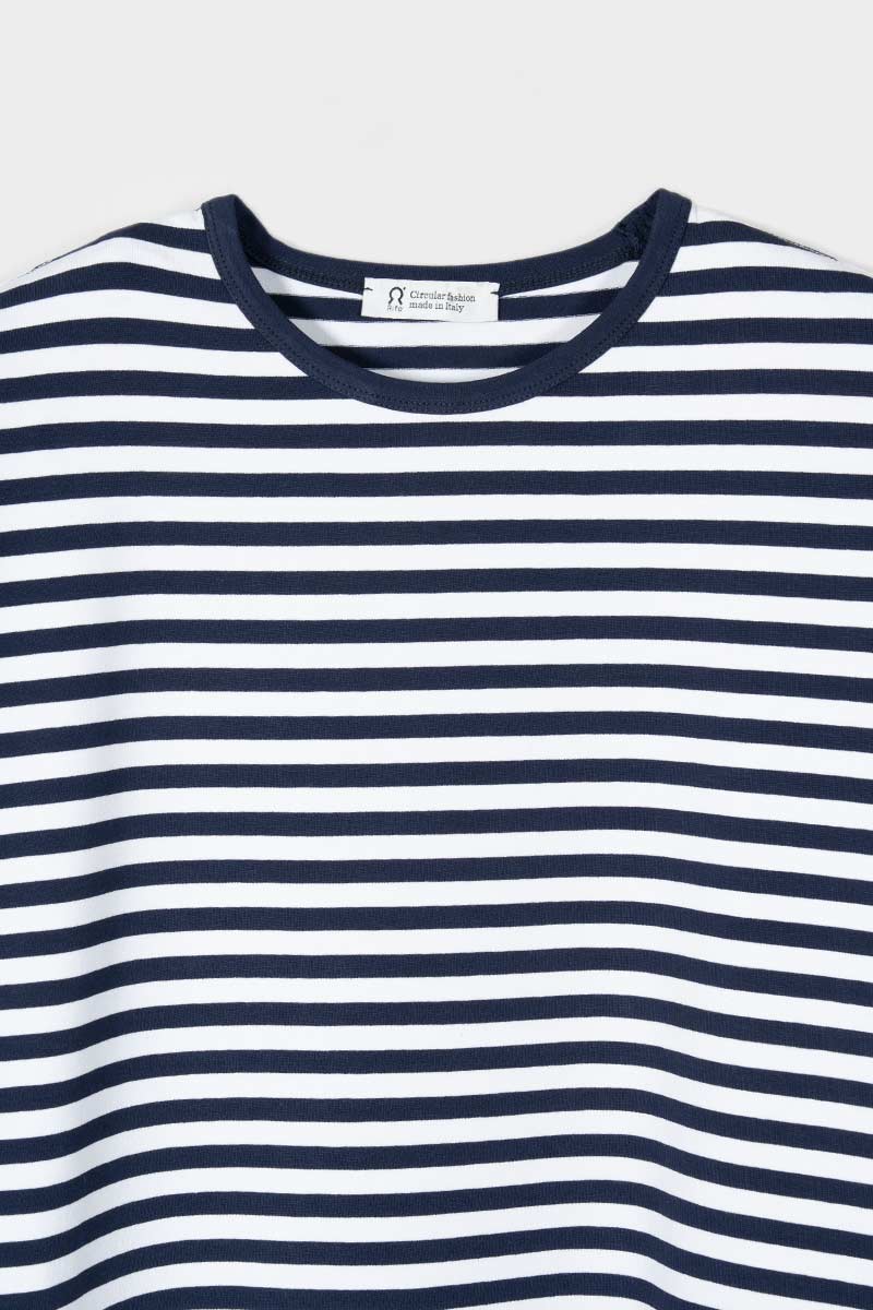 Maglietta a Righe T shirt Oversize Donna Viscosa Sienna - Rifò Lab Moda circolare made in Italy