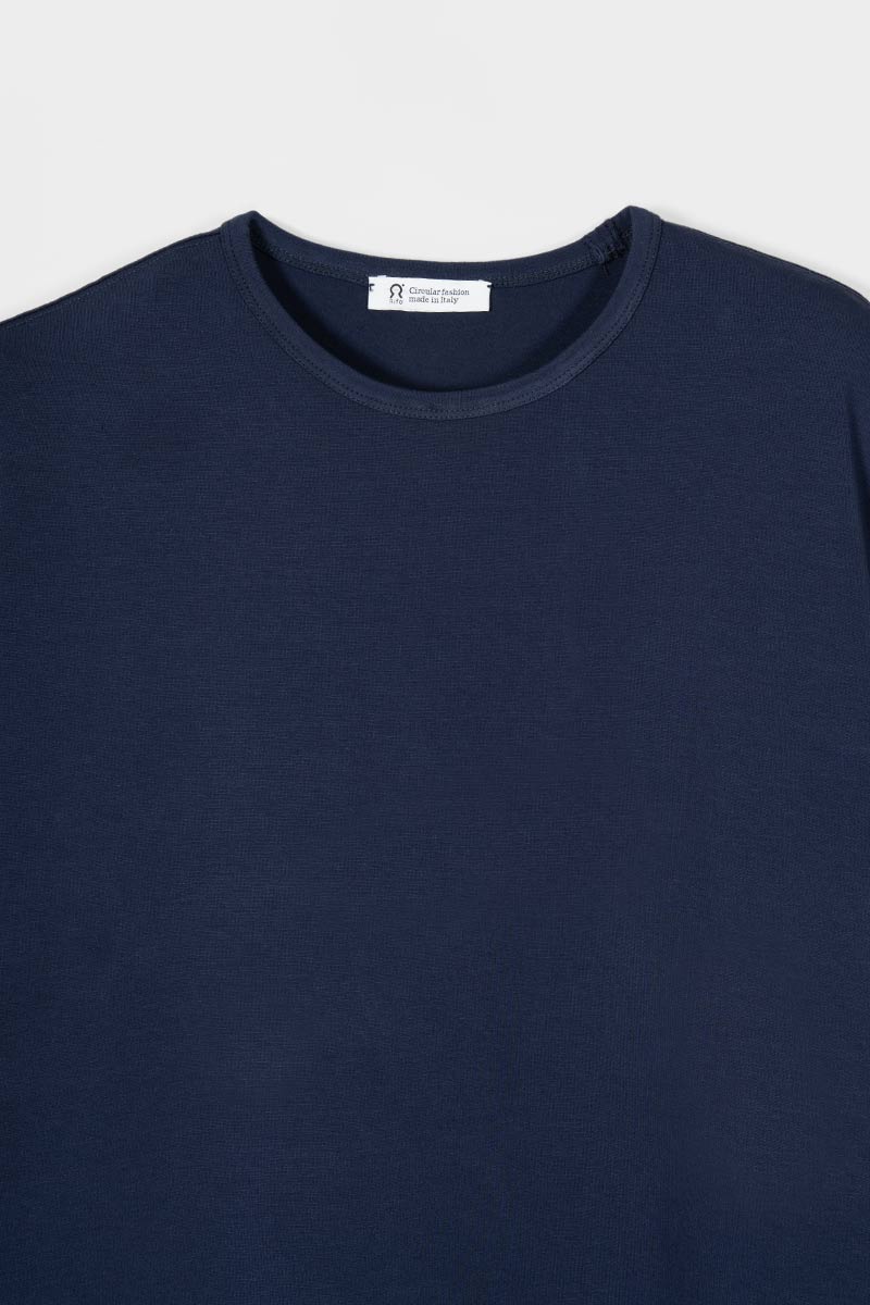 T Shirt Oversize Donna Blu Viscosa Sienna - Rifò Lab Moda circolare made in Italy