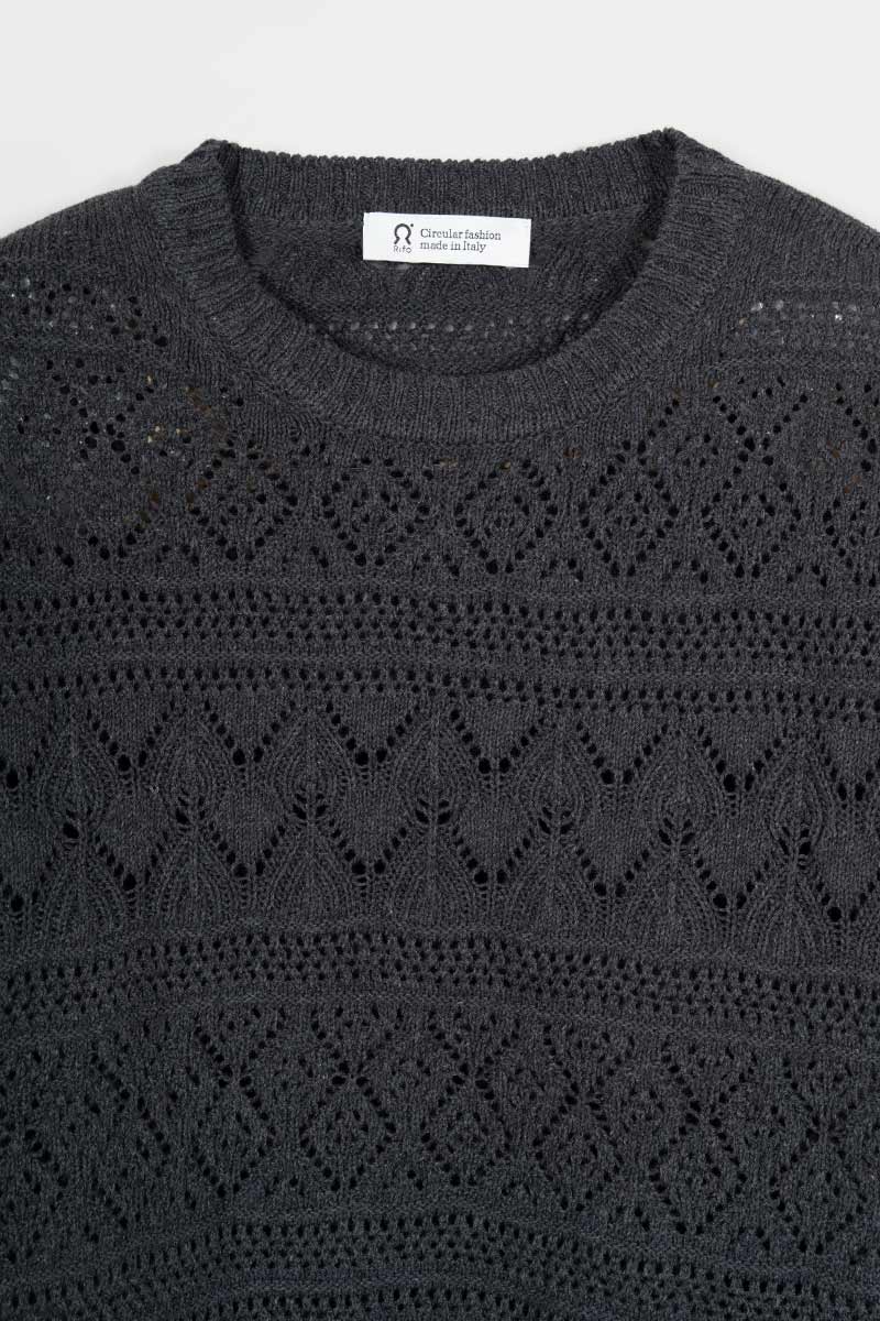 T-shirt in Maglia Traforata Cotone Donna Neda  - Rifò Lab Moda circolare made in Italy