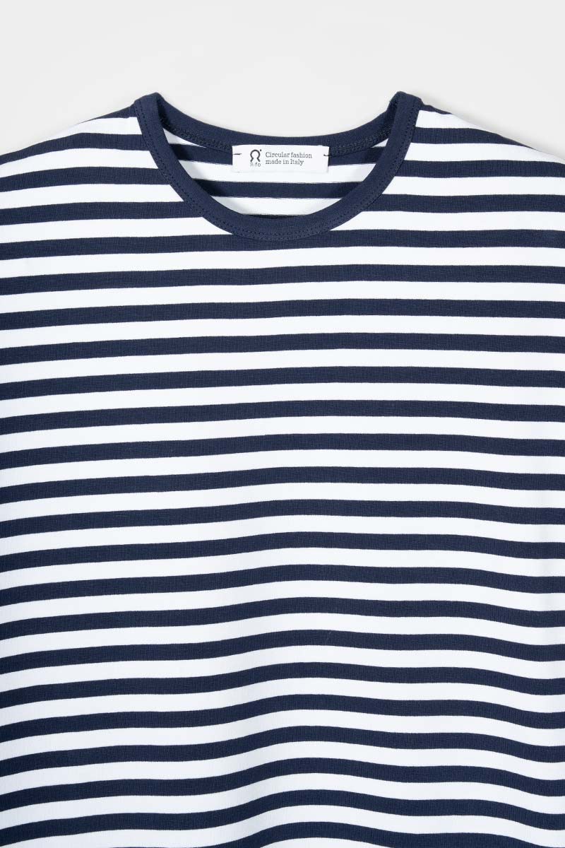 T-shirt a Righe Uomo Viscosa Tancredi - Maglietta a Righe Bianche e Blu