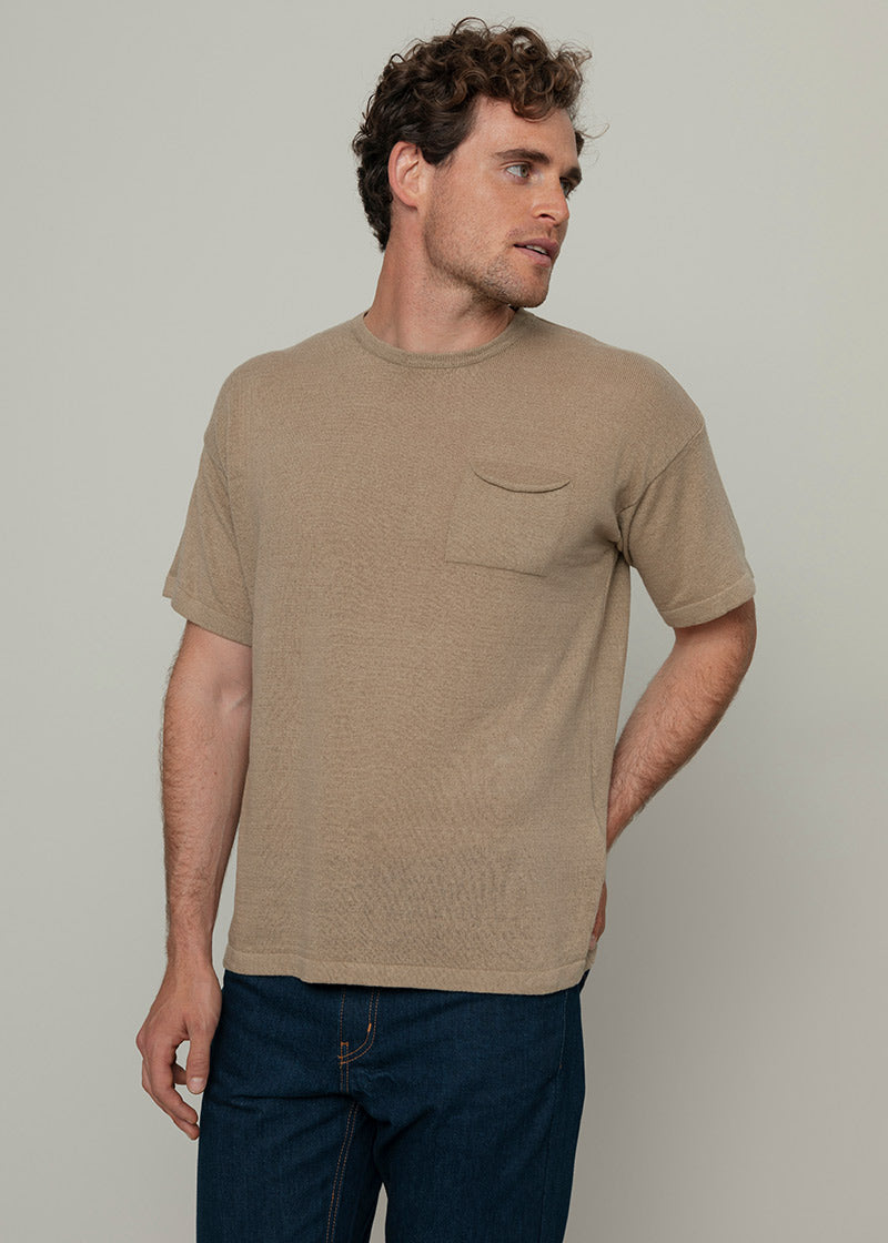 Beige Sabbia | T-shirt Lino Riciclato Uomo Matteo