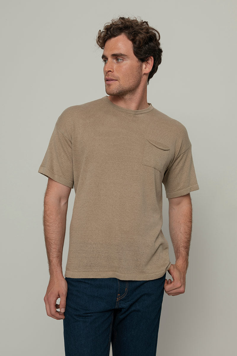 Beige Sabbia | T-shirt Lino Riciclato Uomo Matteo