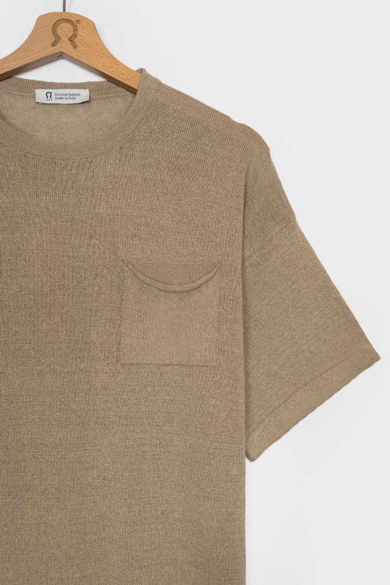 T shirt Lino Uomo Oversize Matteo Beige Moda Sostenibile Rifo