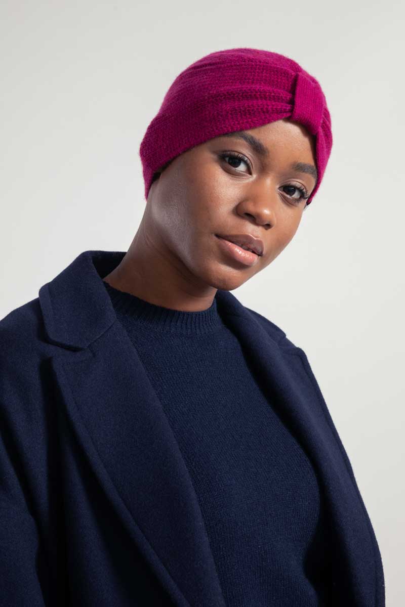 Turbante Donna Cashmere Rigenerato Amira Rosa Ciclamino