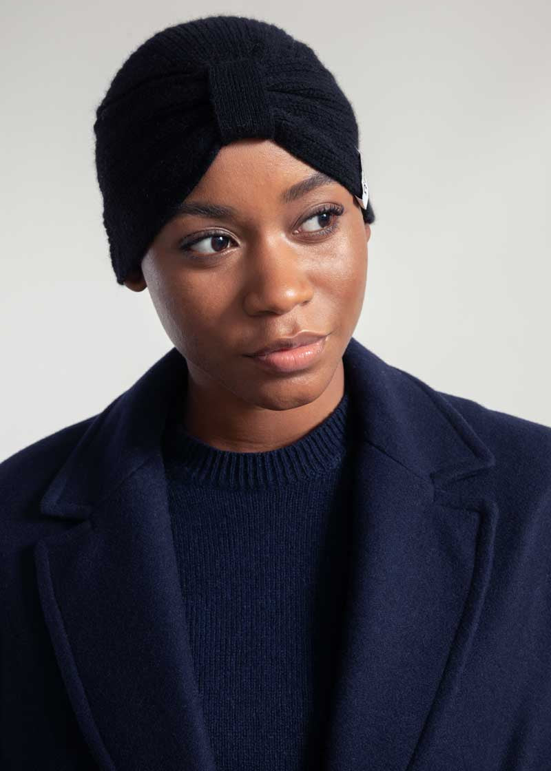 Turbante Donna Cashmere Rigenerato Amira Nero