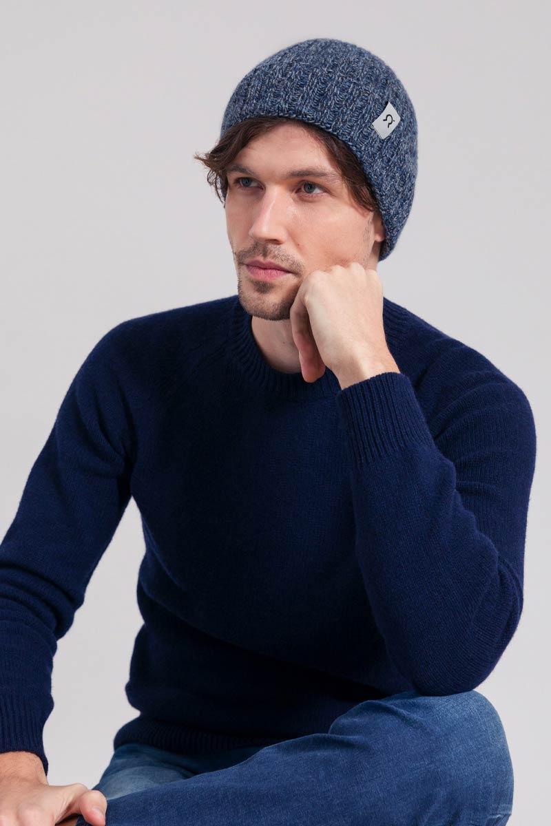 Cappello Cashmere Rigenerato Galileo Blu