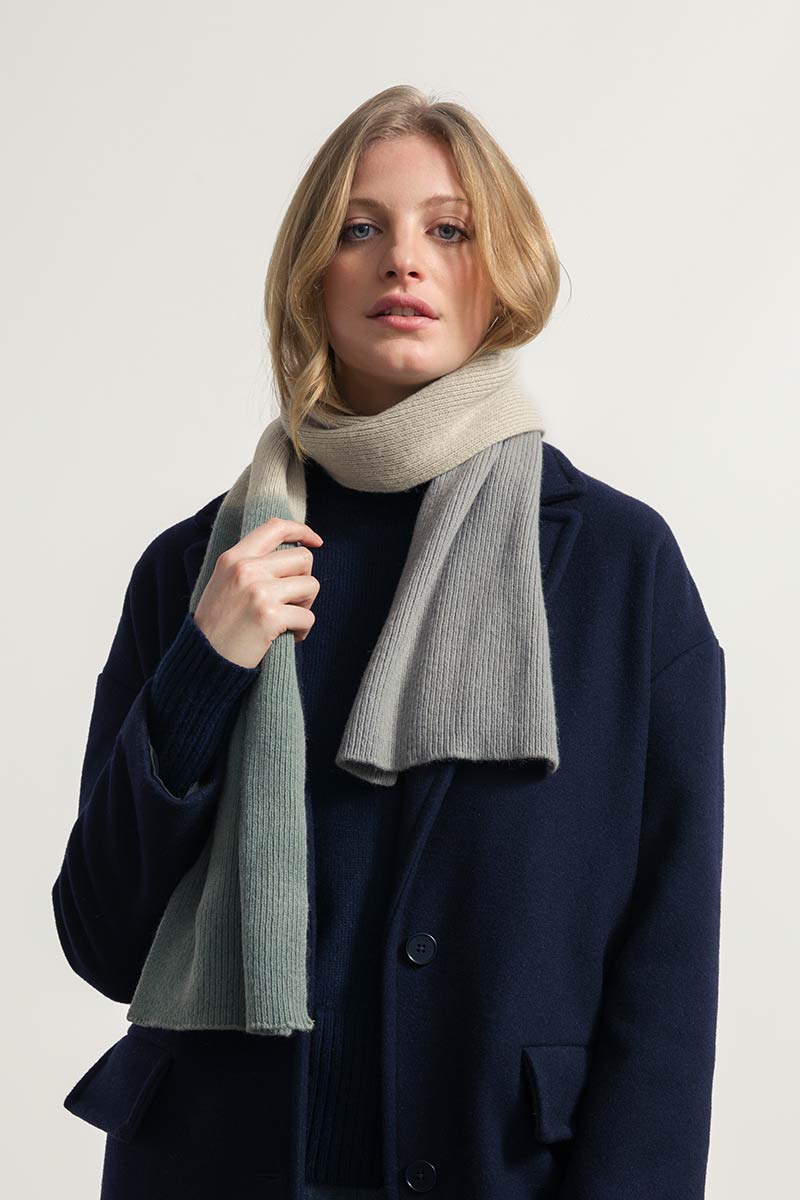 Grigio-Verde | Sciarpa Cashmere Rigenerato Fenice