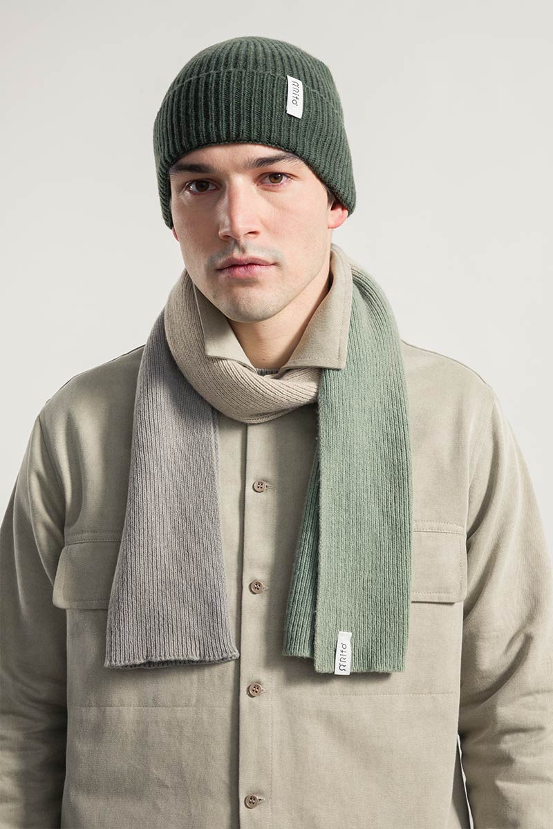 Grigio-Verde | Sciarpa Cashmere Rigenerato Fenice