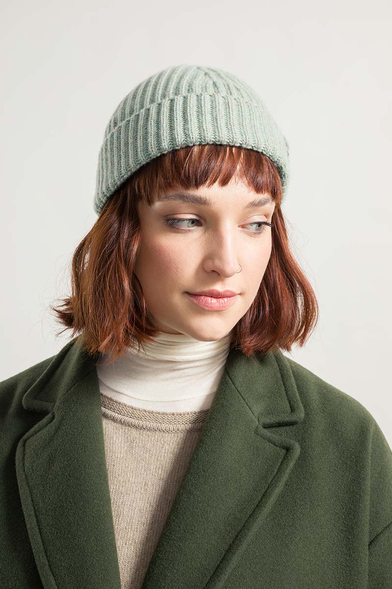 Mouline Verde Licheni | Cappellino fisherman cashmere rigenerato