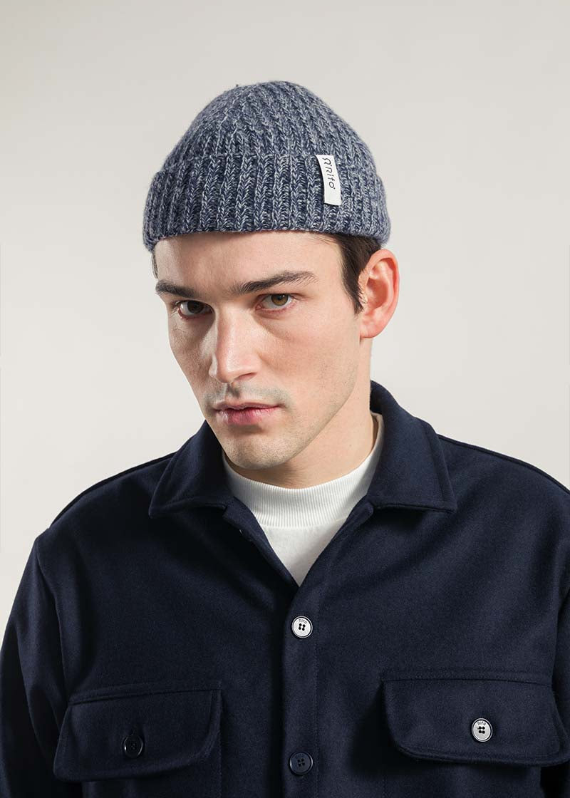 Mouline Blu Gorgonzola | Cappellino fisherman cashmere rigenerato