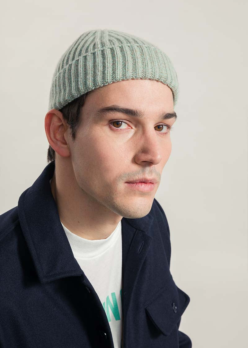 Mouline Verde Licheni | Cappellino fisherman cashmere rigenerato