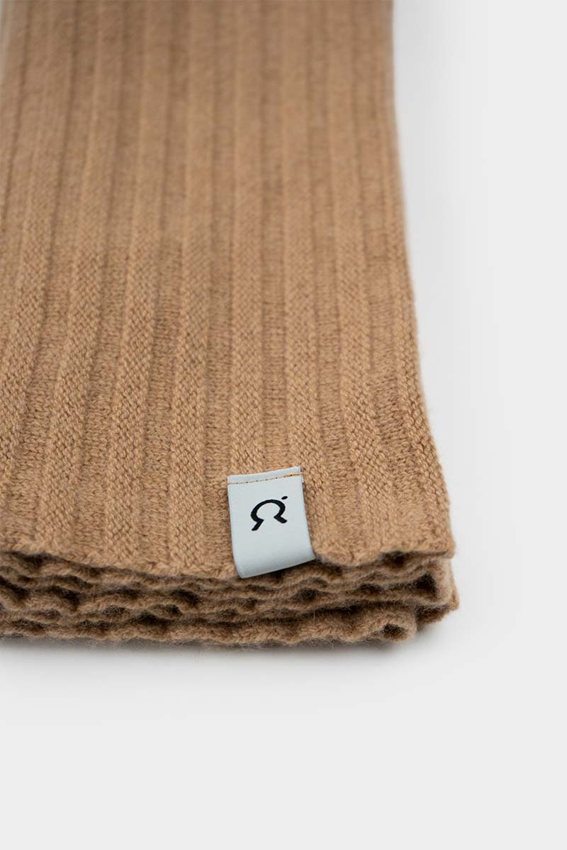 Beige Sughero | Scaldacollo Cashmere Rigenerato a coste