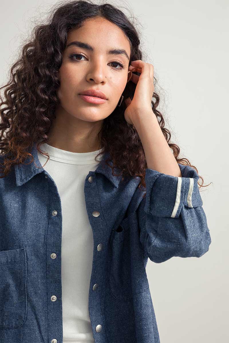 Jacket Jeans Camicia Giacca Unisex Recycled Denim Overshirt Jacket