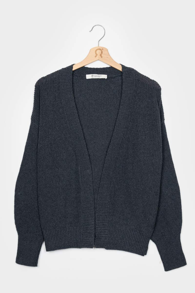 Grigio Antracite | Cardigan Donna Cotone Rigenerato Irma