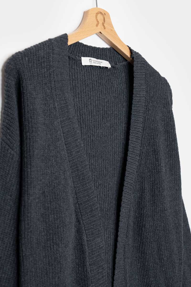 Grigio Antracite | Cardigan Donna Cotone Rigenerato Irma