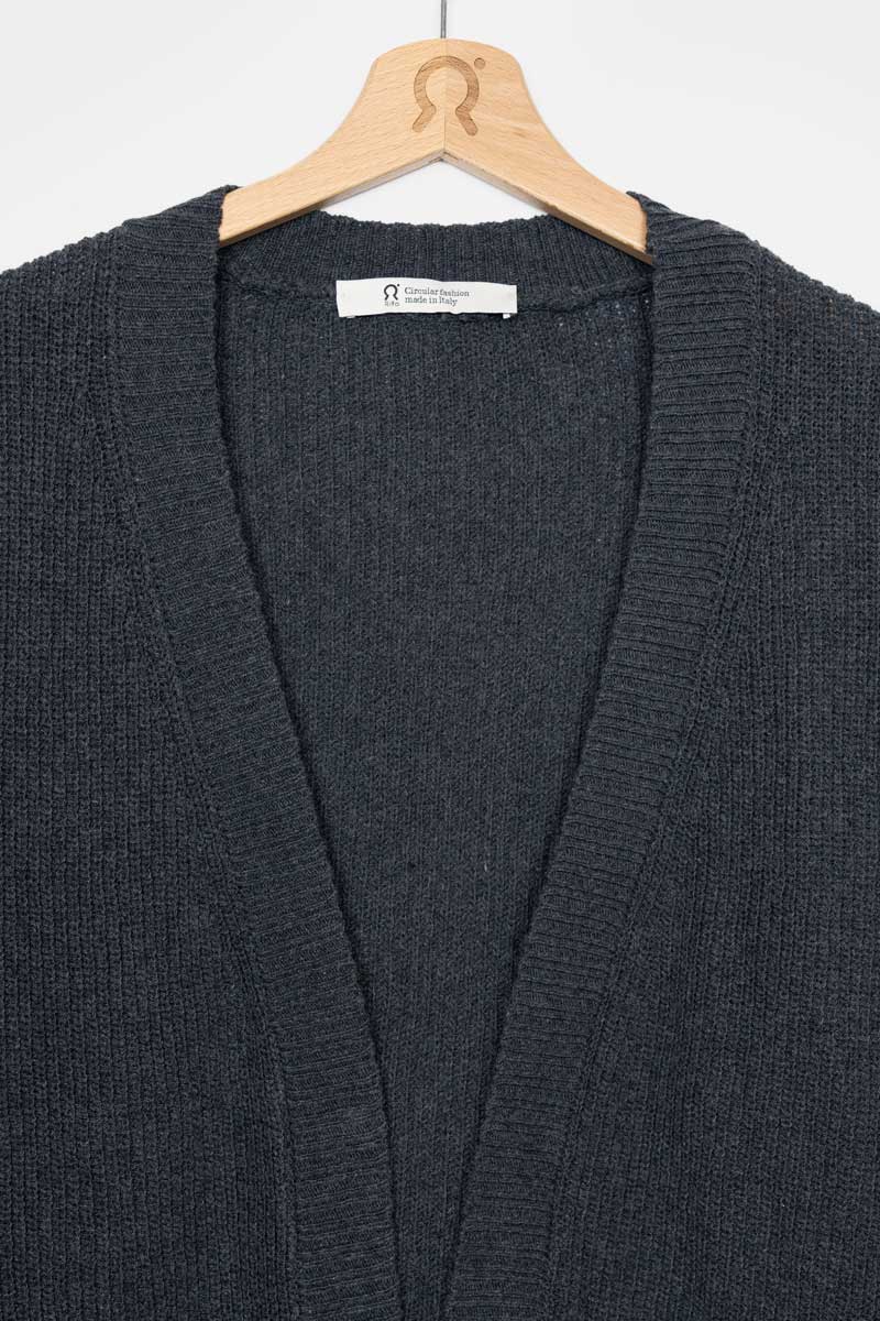 Grigio Antracite | Cardigan Donna Cotone Rigenerato Irma