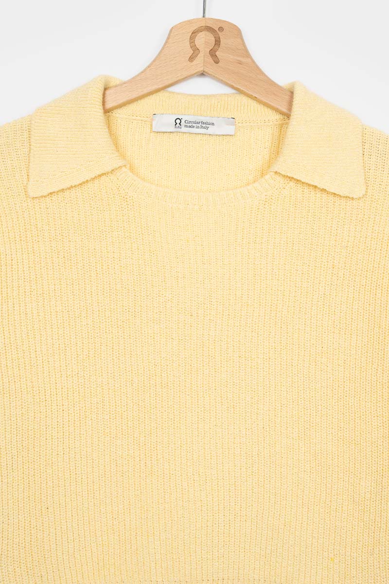 Giallo Crema | Maglia Donna Cotone Rigenerato Olivia