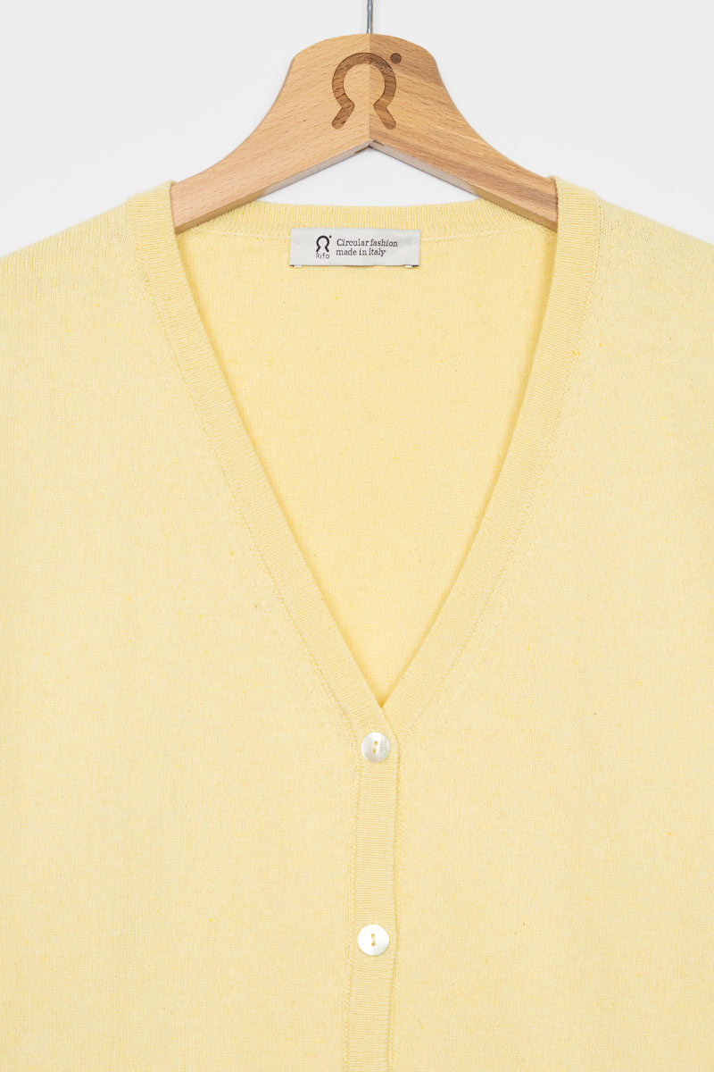 Giallo Crema | Cardigan Donna Cotone Rigenerato Lucia