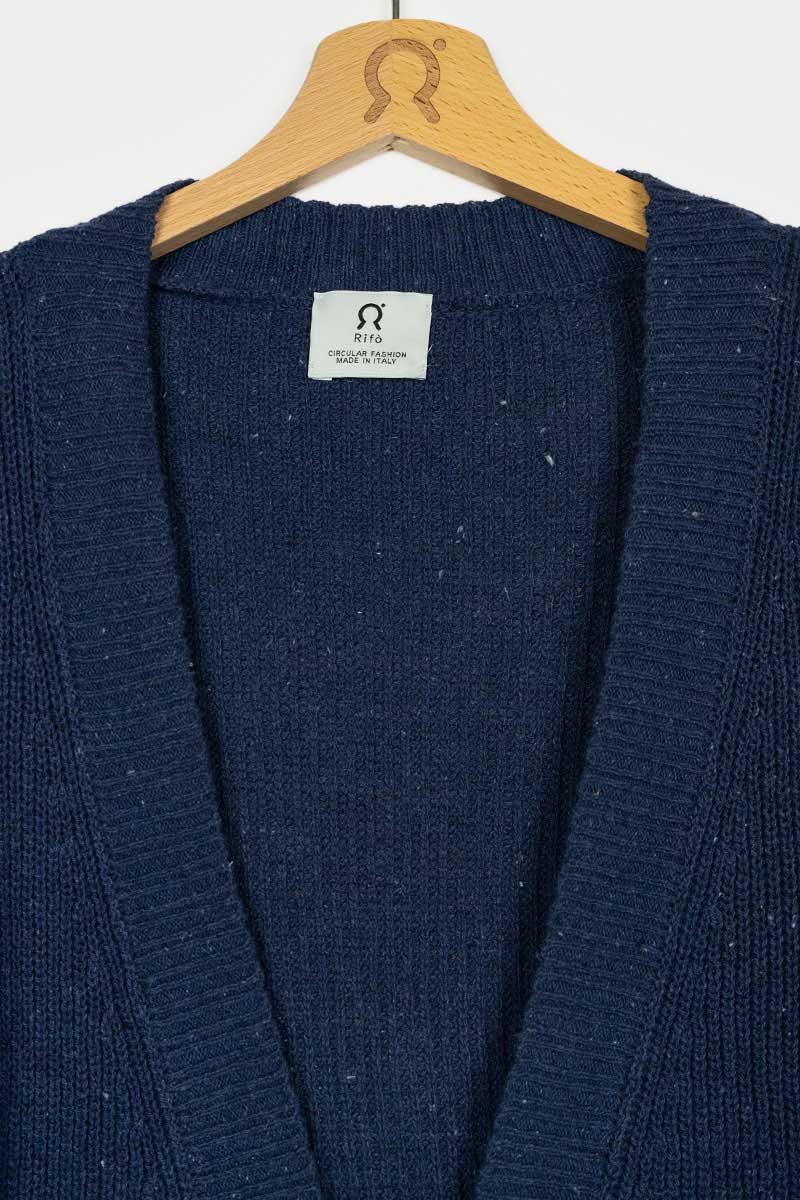 Blu Baltico | Cardigan Cotone Donna Jeans Rigenerato