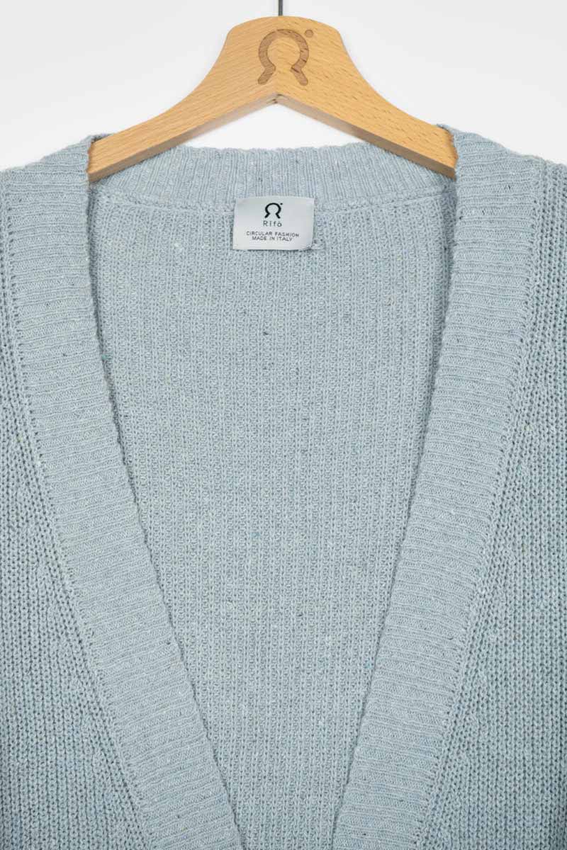 Azzurro Mediterraneo | Cardigan Cotone Donna Jeans Rigenerato