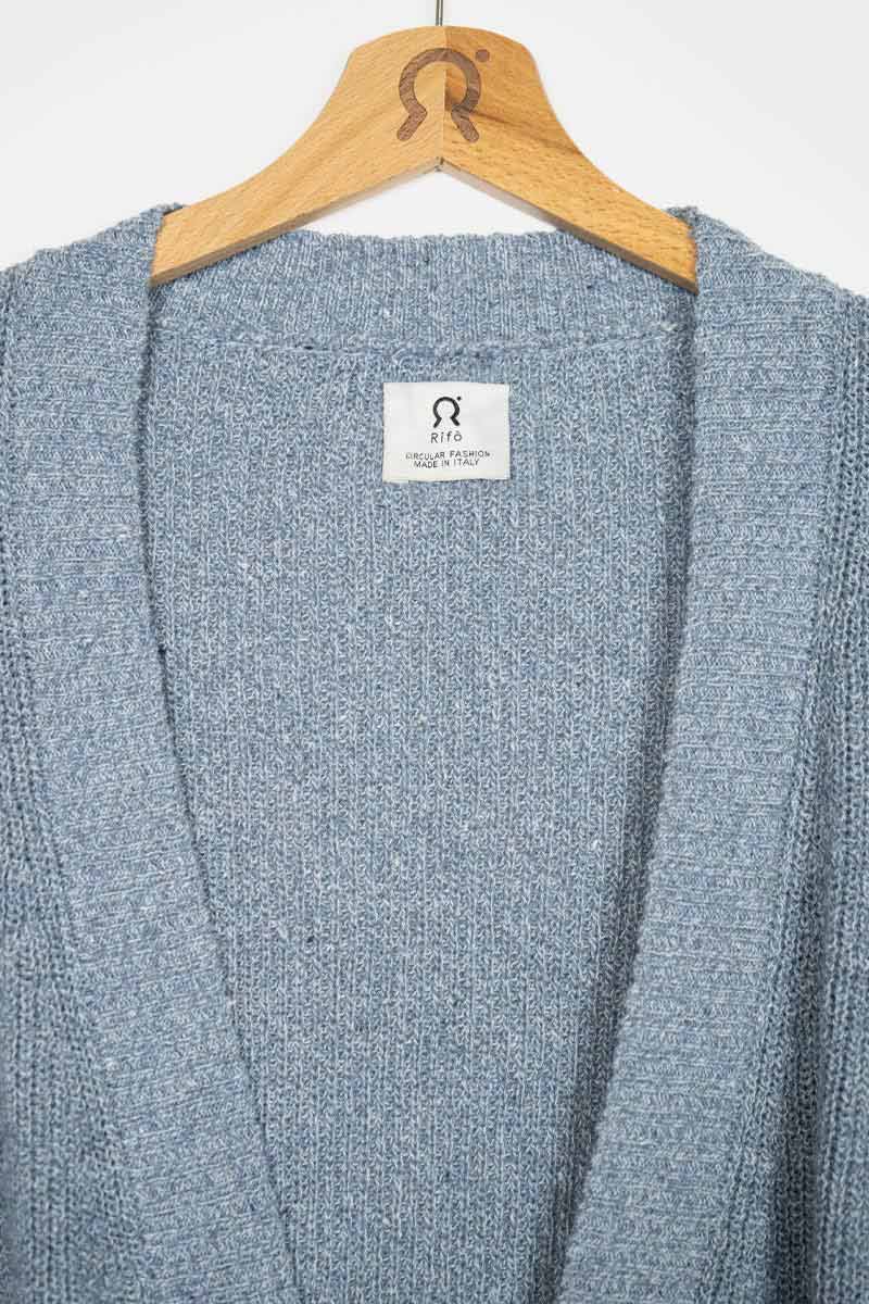 Mouline Azzurro Mediterraneo | Cardigan Cotone Donna Jeans Rigenerato