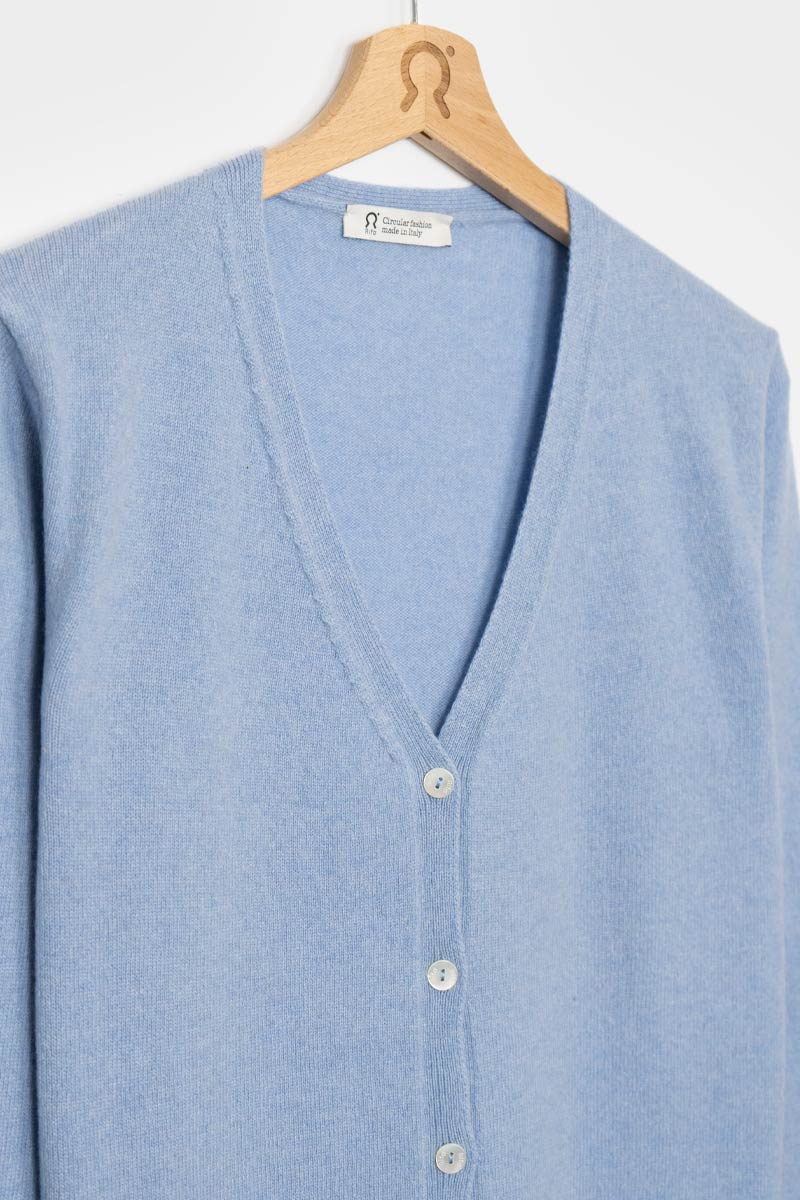 Azzurro Nuvola | Cardigan Donna Light Cashmere Rigenerato Letizia