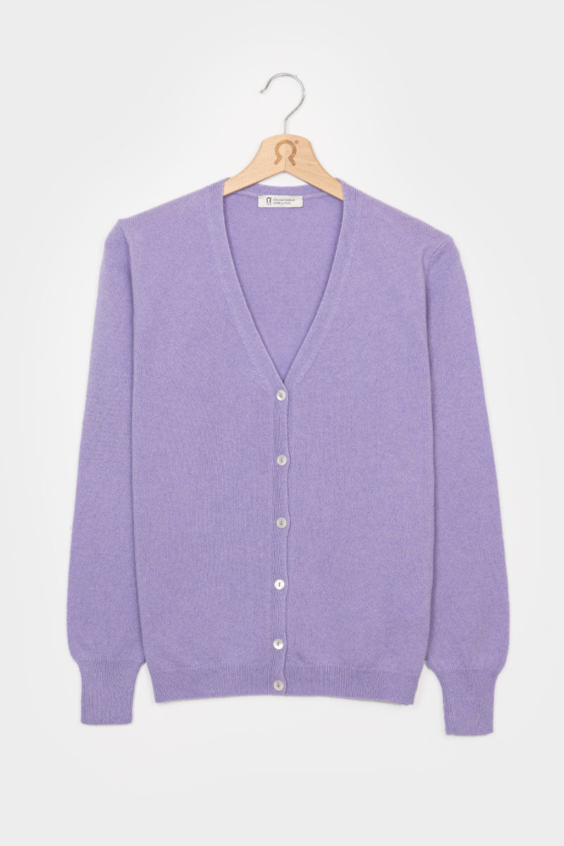 Viola Glicine | Cardigan Donna Light Cashmere Rigenerato Letizia