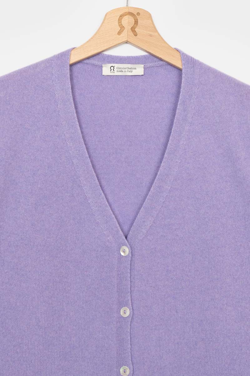 Viola Glicine | Cardigan Donna Light Cashmere Rigenerato Letizia