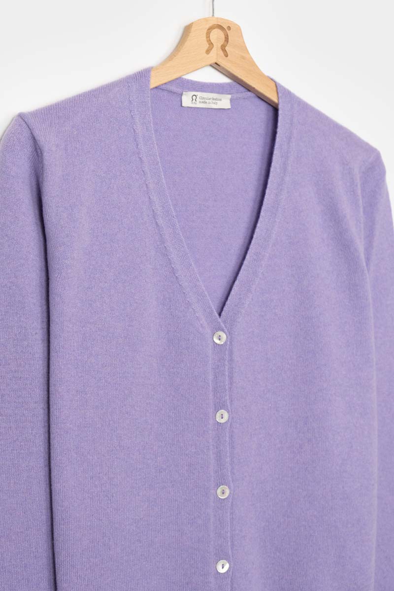 Viola Glicine | Cardigan Donna Light Cashmere Rigenerato Letizia