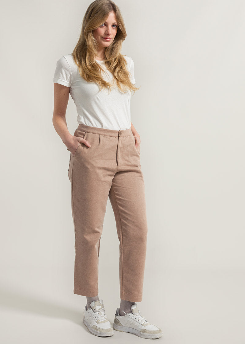 Beige Mandorla | Pantalone Donna Cotone Rigenerato Novilia