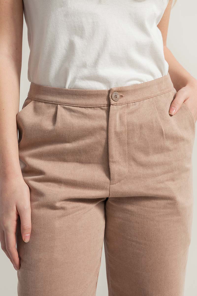 Beige Mandorla | Pantalone Donna Cotone Rigenerato Novilia