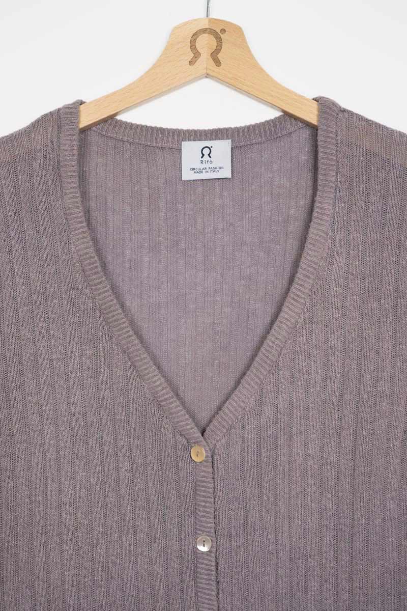 Grigio Tortora | Cardigan Seta Rigenerata Tinture Naturali Realma