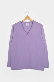 Viola Glicine | maglia light cashmere rigenerato scollo V