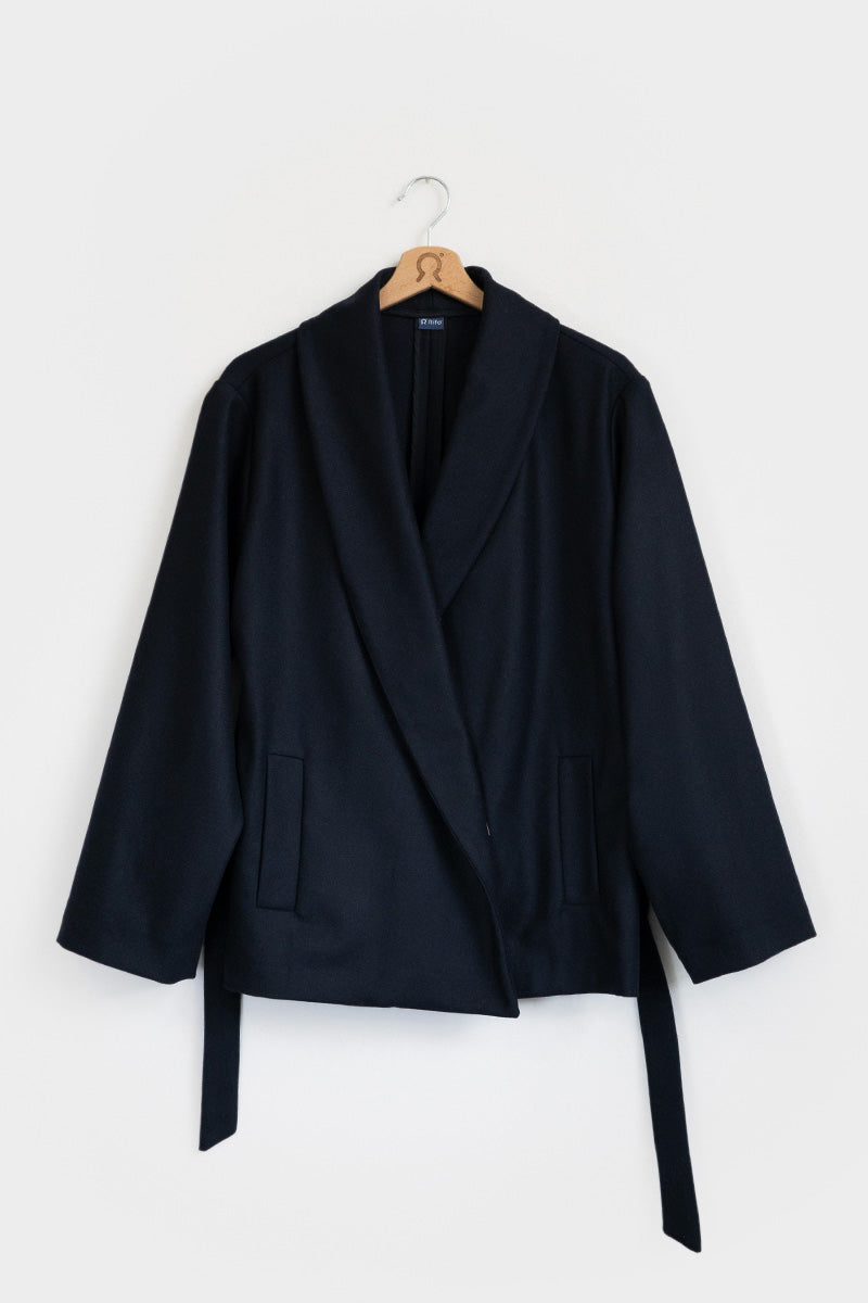 Blu Marina | Cappotto kimono donna lana rigenerata