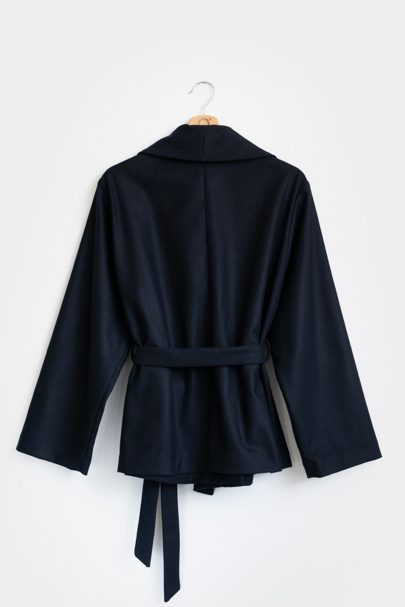 Blu Marina | Cappotto kimono donna lana rigenerata