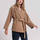 Beige Cammello | Cappotto kimono donna lana rigenerata