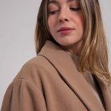 Beige Cammello | Cappotto kimono donna lana rigenerata