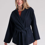 Blu Marina | Cappotto kimono donna lana rigenerata