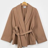 Beige Cammello | Cappotto kimono donna lana rigenerata