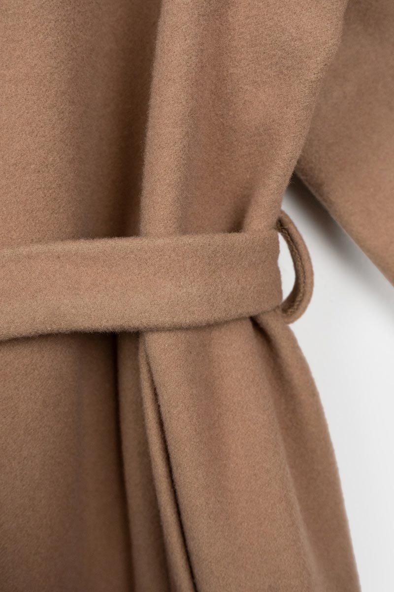 Beige Cammello | Cappotto kimono donna lana rigenerata