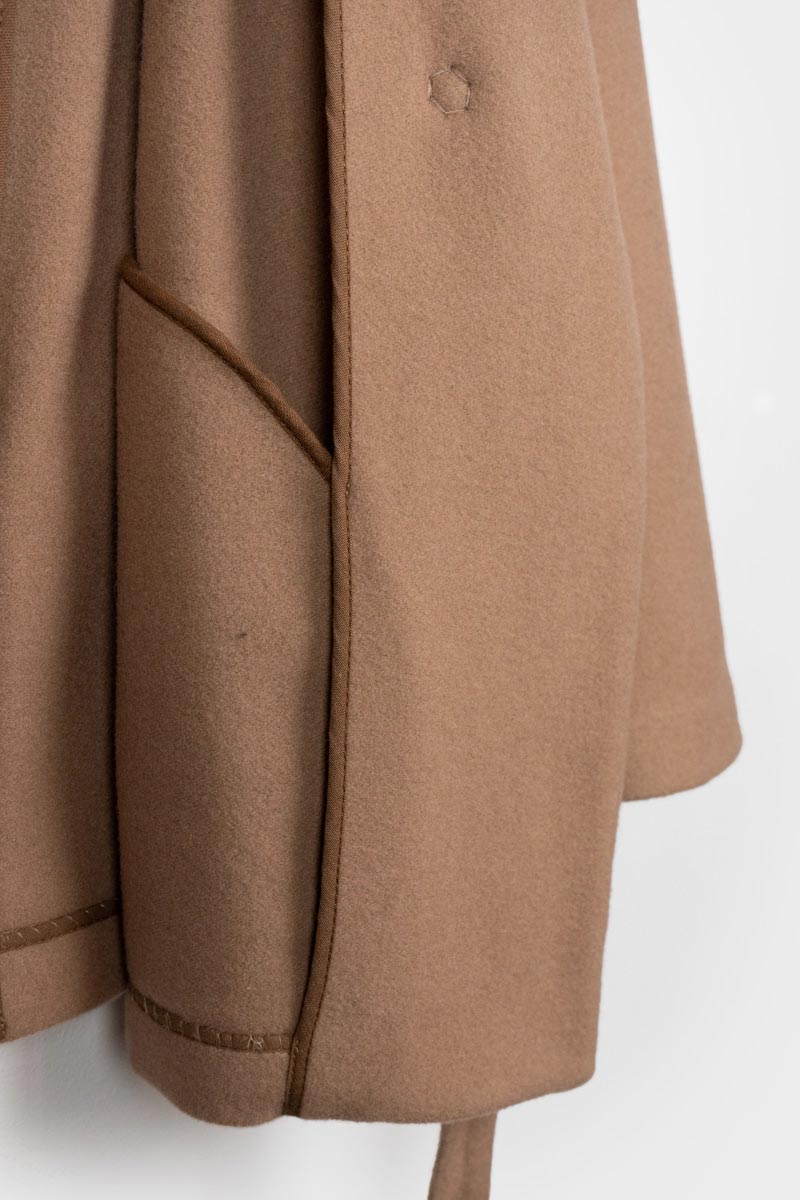 Beige Cammello | Cappotto kimono donna lana rigenerata