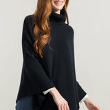 Nero Ardesia | Poncho cashmere rigenerato collo alto