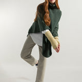 Verde Foresta | Poncho cashmere rigenerato collo alto