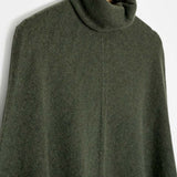 Verde Foresta | Poncho cashmere rigenerato collo alto