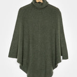 Verde Foresta | Poncho cashmere rigenerato collo alto